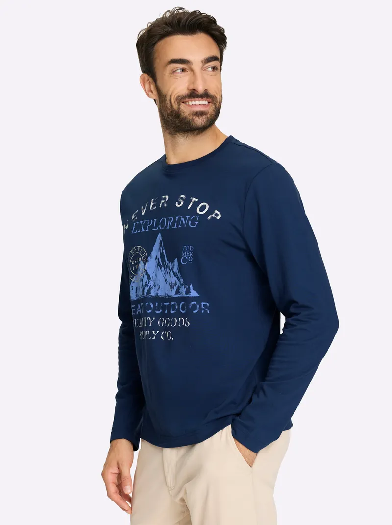Catamaran Langarmshirt dunkelblau-bedruckt, Dunkelblau-bedruckt, – Produktbild 2 von 2