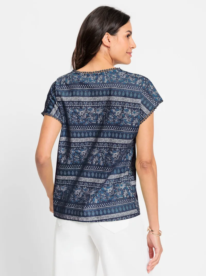 Witt Print-Shirt marine-ecru-bedruckt, Marine-ecru-bedruckt, – Produktbild 2 von 2