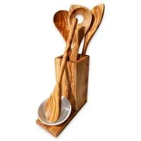 Olivenholz erleben Olivenholz erleben 5-tlg. Set ALL-IN Kochlöffel mit Auffangschälchen & Utensilienbox – Produktbild 1 von 1