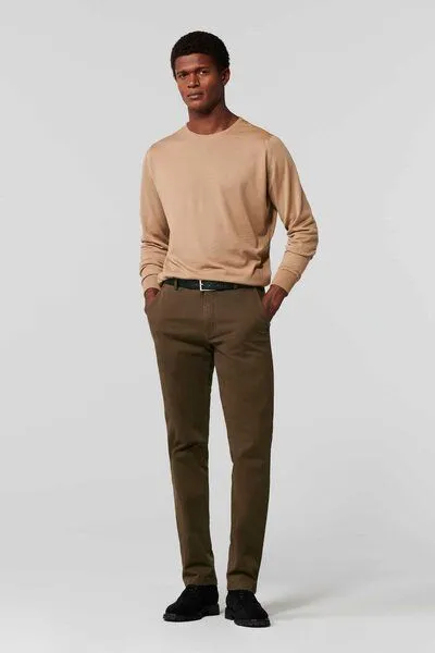 Meyer MEYER Micro Print Baumwoll Twill Chino, Beige (karamell), – Produktbild 2 von 4