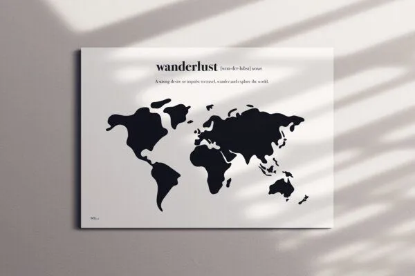 meine-weltkarte meine-weltkarte Stylische Weltkarte "Wanderlust" #1- nachhaltig & handemade in Germany - Wanddekoration Weltkarte - Keilrahmen, Leinwandposter – Produktbild 3 von 3