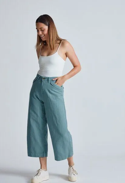 Flax and Loom Flax and Loom Leinen Culotte Betty, Retro blue, – Produktbild 1 von 6