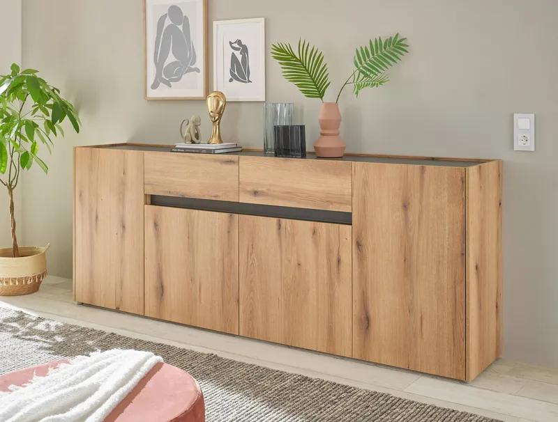 Home affaire Sideboard City/Giron, moderner Schrank, Kommode, Stauraumschrank, zeitlos, modern, ausreichend Stauraum, vielseitig einsetzbar, Braun, – Produktbild 1 von 5