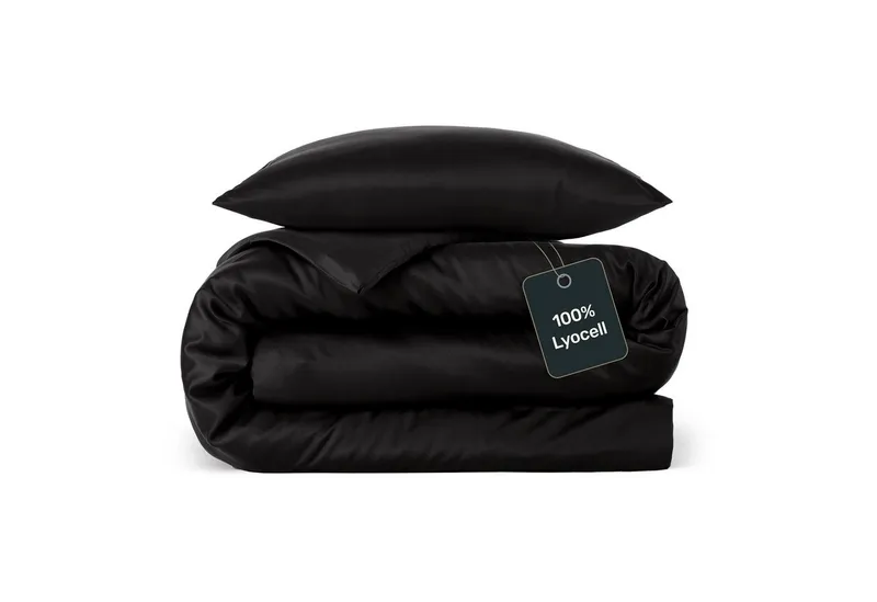 twenty:three® Bettwäsche Lyocell Bettwäsche, Lyocell, 1 teilig, Extra weich, ganzjährig geeignet, 100 % TENCEL™ Lyocell, OEKO-TEX®, Jet black, – Produktbild 1 von 5
