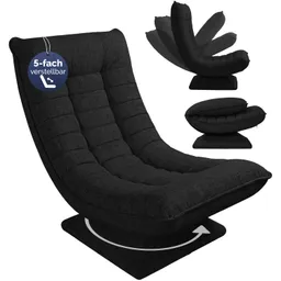 Casaria® Sessel Aberdeen Schwarz Stoff 5fach verstellbar 360 Grad drehbar klappbar – Produktbild 1 von 1