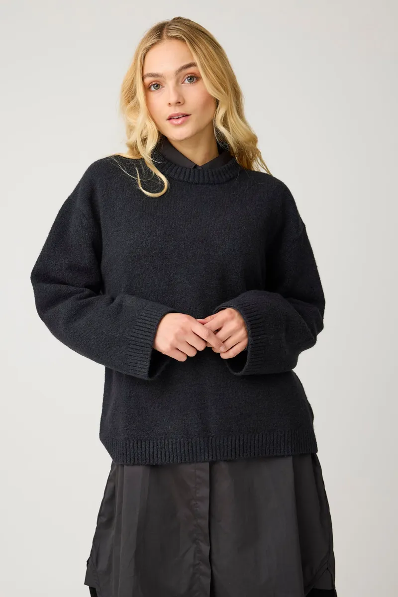 KnowledgeCotton Apparel KnowledgeCotton Apparel Damen vegan Pullover Soufflé Garn Schwarz Jet, Schwarz, – Produktbild 2 von 2