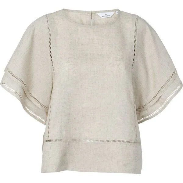 Basic Apparel Basic Apparel Carina, Sommer-Bluse aus Leinen und Ecovero, Beige, – Produktbild 1 von 4