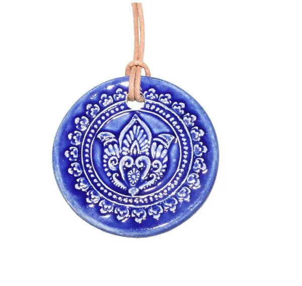 Schönes aus Indochina Schönes aus Indochina Schmuck aus Keramik, Medaillon Elefant, Lotus und Lebensbaum, Royal, – Produktbild 2 von 4