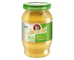 Löwensenf Saucen, Löwensenf mittelscharf mild Bio im Glas servieren 250ml – Produktbild 1 von 1