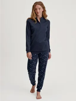 CALIDA CALIDA Schlafanzug Midnight Dreams (2 tlg) V-Ausschnitt, Langarm, Single Jersey Qualität, weich – Produktbild 1 von 1