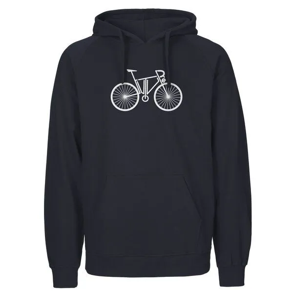 HANDGEDRUCKT HANDGEDRUCKT "FutureBike" Männer Hoody aus reiner Biobaumwolle (kbA), Navy, – Produktbild 1 von 3