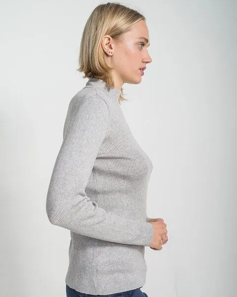 Alma & Lovis Alma & Lovis Rollkragen-Pullover aus Bio-Baumwolle | Rolli, Stone (grau), – Produktbild 3 von 4