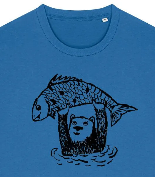päfjes päfjes Björn der Bär & Fido der Fisch - Fair gehandeltes Männer/Unisex T-Shirt, Blau, – Produktbild 3 von 3