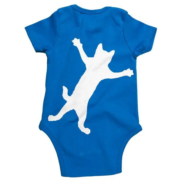 HANDGEDRUCKT HANDGEDRUCKT "Klammerkatze" Baby Body, Brightblue, – Produktbild 1 von 3