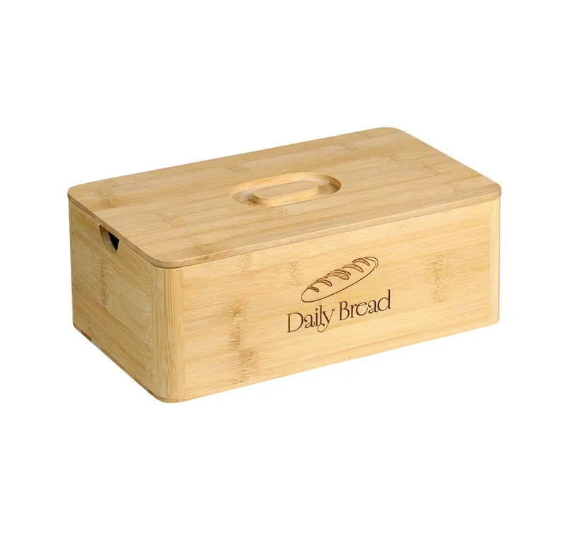 Kesper Kesper Brotkasten Brotbox, Bambus, FSC, Bambus, (1-tlg), mit Deckel, mit Einbrand, Beige, – Produktbild 1 von 5