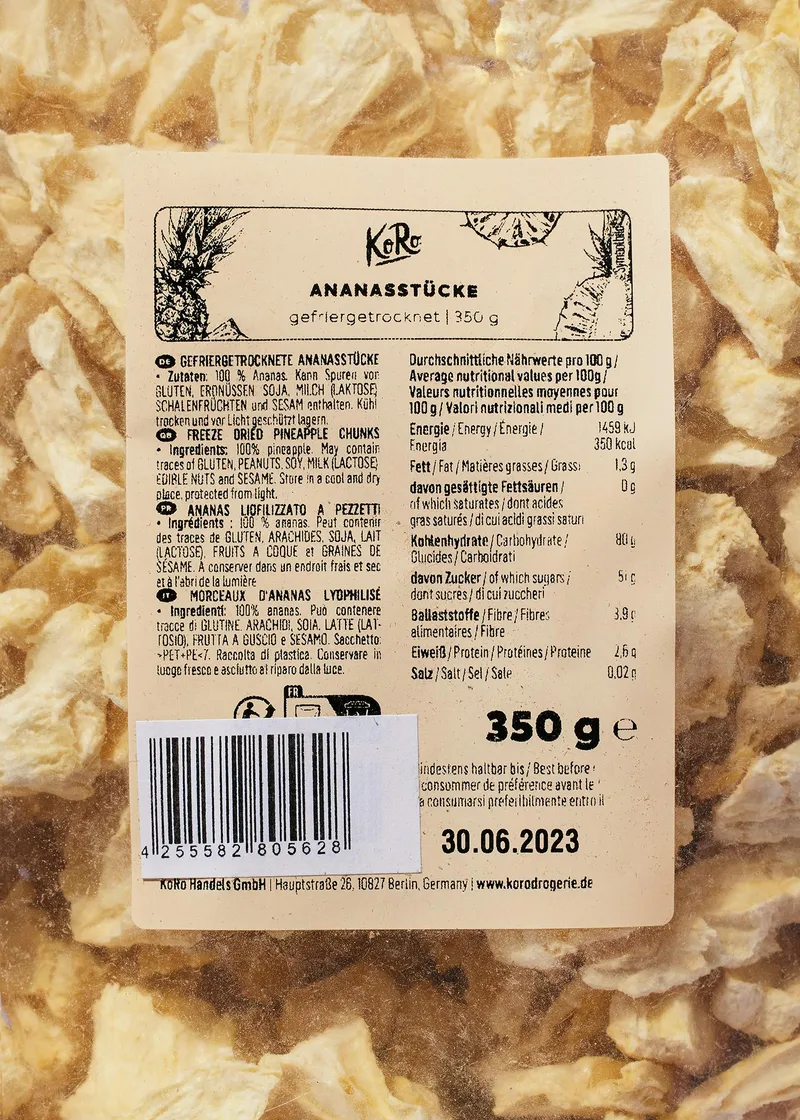 KoRo Gefriergetrocknete Ananasstücke 350 g – Produktbild 3 von 4