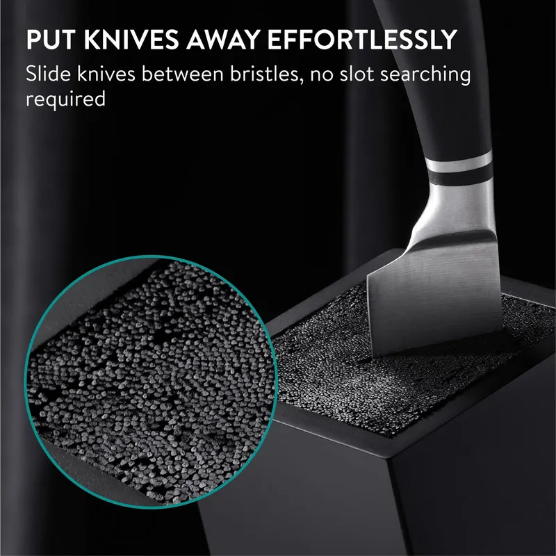 Navaris Messerblock Navaris Messerblock Bambus mit Borsteneinsatz Schwarz, Schwarz, – Produktbild 4 von 5