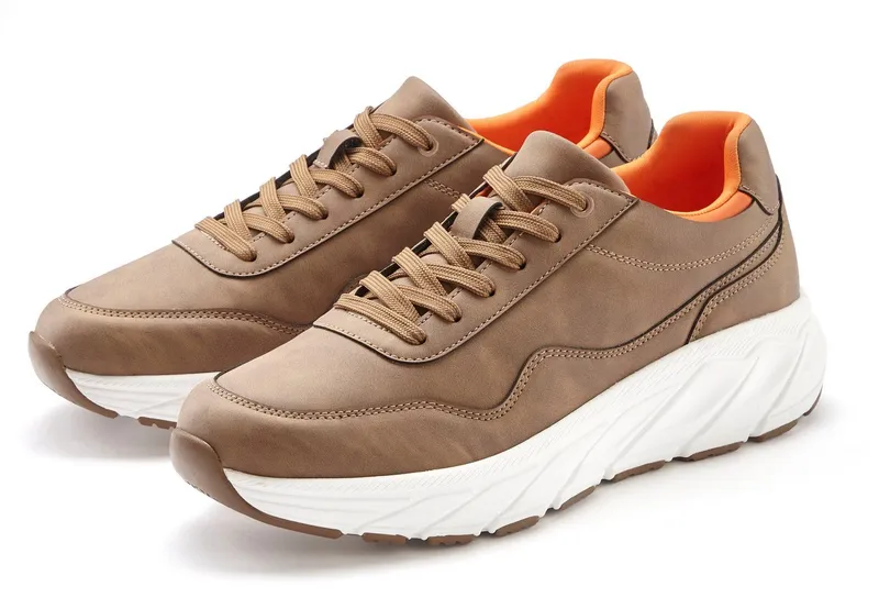 John Devin John Devin Schnürschuh, Freizeitschuh, Schnürhalbschuh, Halbschuh, Turnschuh Sneaker mit kontrastfarbenem Innenfutter Unisex VEGAN, Braun, – Produktbild 2 von 4