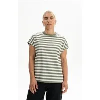 MELA T-Shirt Style MADHU Stripes | von MELA | Fairtrade & GOTS zertifiziert, Thymian gestreift, – Produktbild 1 von 1