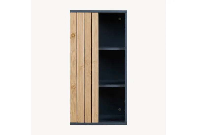 en.casa Hängeschrank »Svanes« 60 x 30 x 20 cm mit 3 Ablagefächern Dunkelgrau/Natur, Grau, – Produktbild 4 von 5