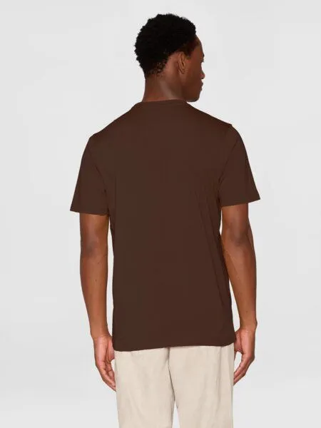 KnowledgeCotton Apparel KnowledgeCotton Apparel Basic T-Shirt O-Neck aus Bio-Baumwolle, Braun (shaved-chocolate), – Produktbild 3 von 4