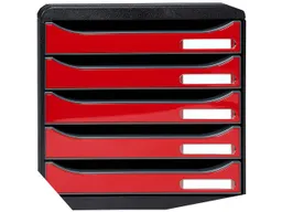 Exacompta Exacompta Schubladenbox "Iderama", DIN A4+, 5 Schubladen offen, karminrot glänzend – Produktbild 1 von 1