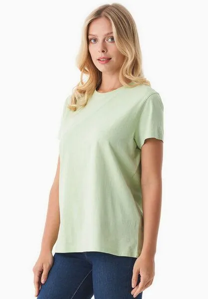 ORGANICATION ORGANICATION Damen Basic T-Shirt aus Bio-Baumwolle, Foam green, – Produktbild 4 von 4