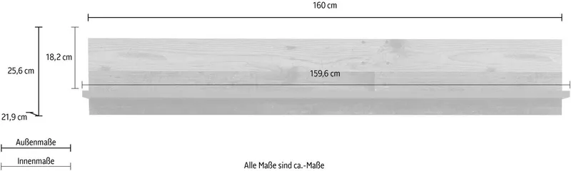 FORTE Wandregal Clif, Breite 160 cm, Braun, – Produktbild 5 von 5