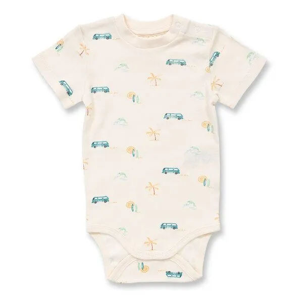 Sense Organics Sense Organics Baby Body, Modell VARIN, Retro-bus auf weiß, – Produktbild 1 von 3