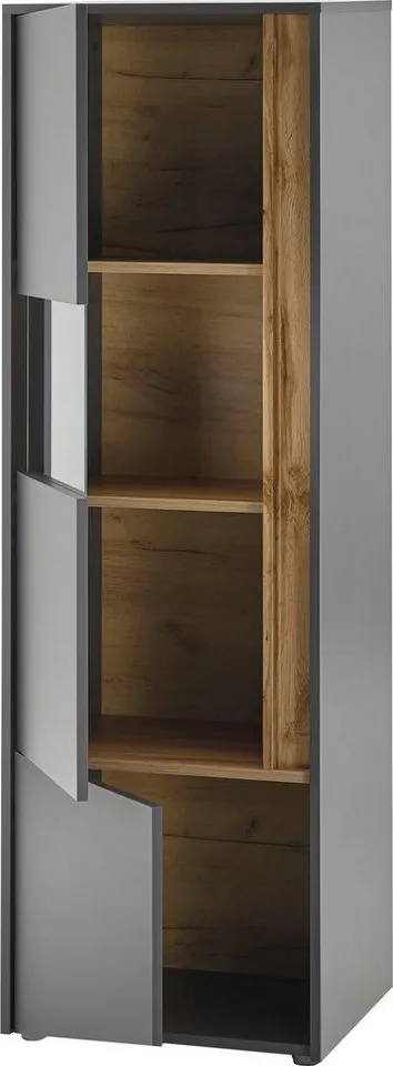Home affaire Vitrine City/Giron, moderner Hochschrank, Glasvitrine zeitlos, modern, ausreichend Stauraum, vielseitig einsetzbar, Grau, – Produktbild 4 von 5