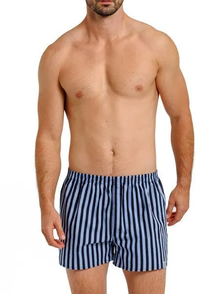 Haasis Bodywear Haasis Bodywear Herren Web-Boxer Streifen, verdeckte Knopfleiste, 2er Pack, Navy-streifen, – Produktbild 3 von 4