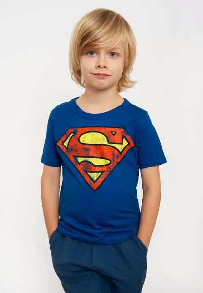LOGOSH!RT LOGOSH!RT DC Comics Superman Logo Bio T-Shirt Print Kinder, Azurblau, – Produktbild 4 von 4