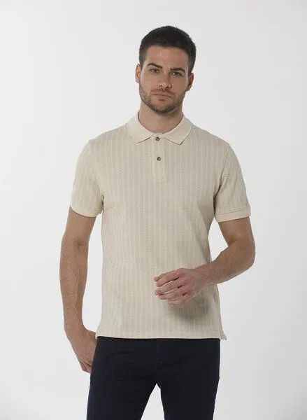 ORGANICATION ORGANICATION Poloshirt aus Bio-Baumwolle mit Allover-Print, Natur(beige), – Produktbild 1 von 4