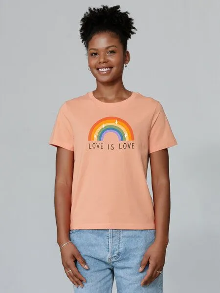 watapparel watapparel T-Shirt Frauen Love is Love, Fraiche peche, – Produktbild 2 von 4