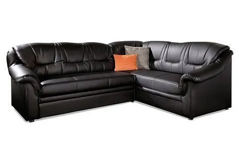 DOMO collection Ecksofa Montana, zeitlose Rückensteppung, bequeme Armlehnen, B.234cm, L-Form, wahlweise mit Bettfunktion, Schwarz, – Produktbild 8 von 8