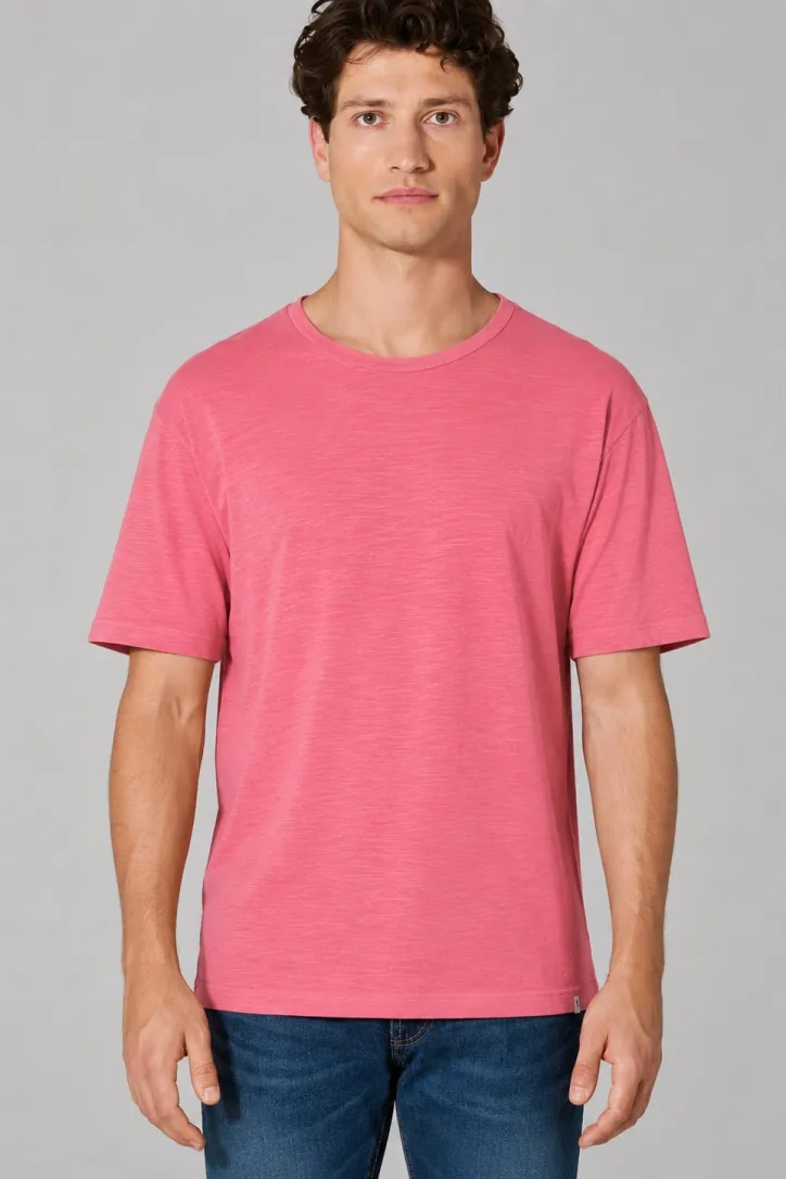 HempAge Hempage Herren vegan T-Shirt Aus Slub Jersey Hibiskusrosa, Rosa, – Produktbild 2 von 2