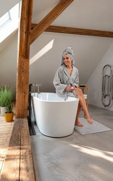 Pamukia Pamukia Badematte 50 × 80 cm aus GOTS-zertifizierter Bio-Baumwolle – Essence, Hellgrau, – Produktbild 4 von 5