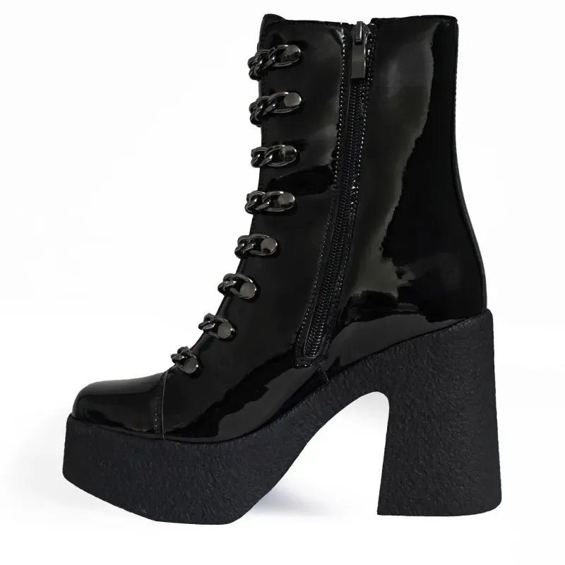 Altercore Altercore Damen vegan Stiefel Adele Lack, Schwarz, – Produktbild 2 von 2