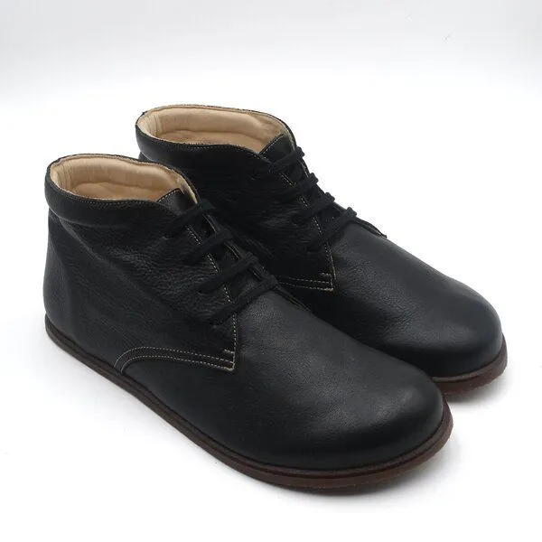 Pololo Pololo knöchelhoher Barfußschuh Dublin, pflanzlich gegerbtes Leder, Schwarz, – Produktbild 1 von 4