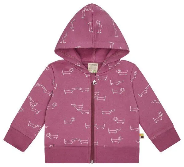 loud + proud loud + proud Babys & Kinder Sweatjacke mit Kapuze, GOTS-zertifiziert, Grape(rosa), – Produktbild 1 von 3