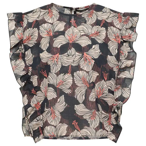 LANIUS LANIUS Kurzarm-Bluse print bloom, Onyx, – Produktbild 1 von 4