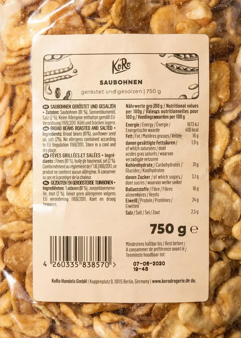 KoRo Geröstete und gesalzene Favabohnen 750 g – Produktbild 3 von 5