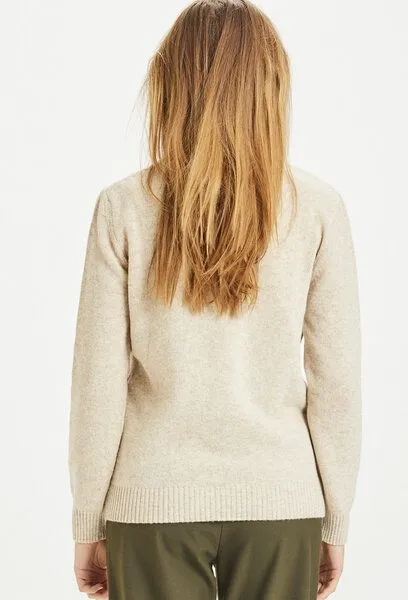 KnowledgeCotton Apparel KnowledgeCotton Apparel Strickpullover - MYRTHE Lambswool High Neck - aus Bio-Lammwolle, Natur (light feather grey), – Produktbild 3 von 4