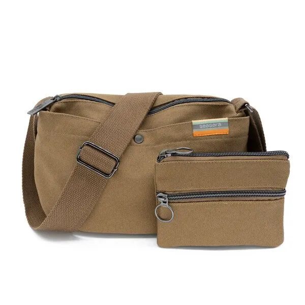 seasara seasara Tasche Umhängetasche aus Bio-Baumwolle (Canvas), Camel, – Produktbild 1 von 8