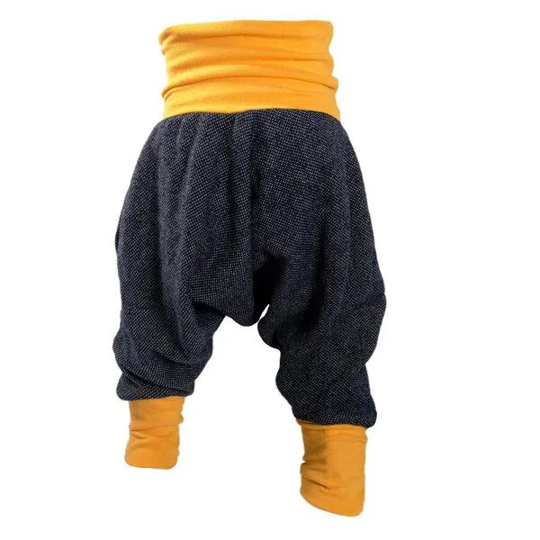 liebewicht liebewicht Yogahose Pumphose Bio Sweat verschiedene Farben nach Wahl, Blau meliert/gelb, – Produktbild 2 von 4