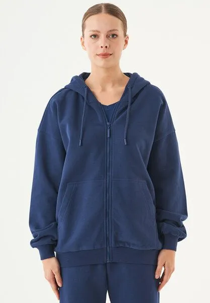 ORGANICATION ORGANICATION ESSENTIALS-JALE- Soft Touch Sweatjacke aus Bio-Baumwolle, Navy, – Produktbild 1 von 4