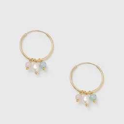 fejn jewelry fejn jewelry Creole 'triple gemstone hoop' mit Perlen und Halbedelsteinen – Produktbild 1 von 1