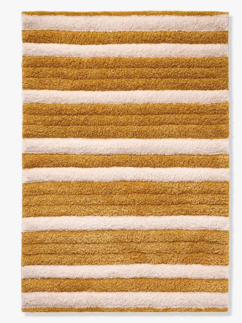 Vertbaudet Teppich Kinderzimmer rechteckig 100x150, Beige gestreift, – Produktbild 3 von 4