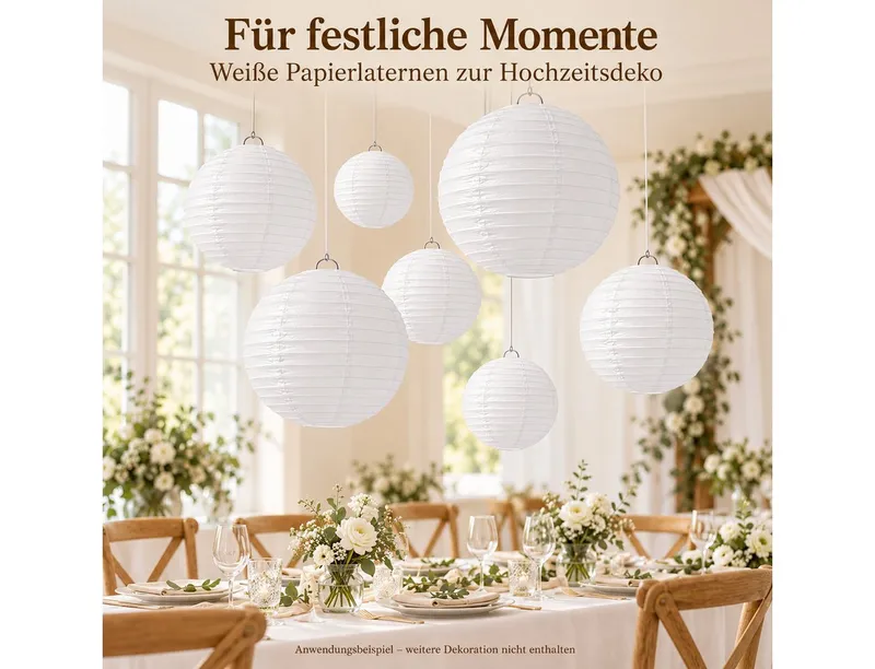 Youyijia Lampenschirm 32 Stück Weiße Papier Lampions Rund – Deko Lampenschirm Set, Weiß, – Produktbild 4 von 5