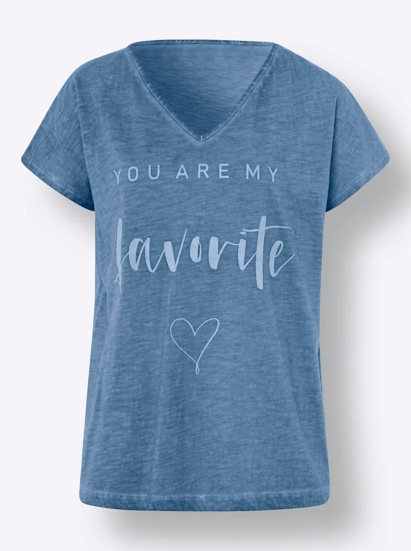 heine Print-Shirt mittelblau, Mittelblau, – Produktbild 1 von 2